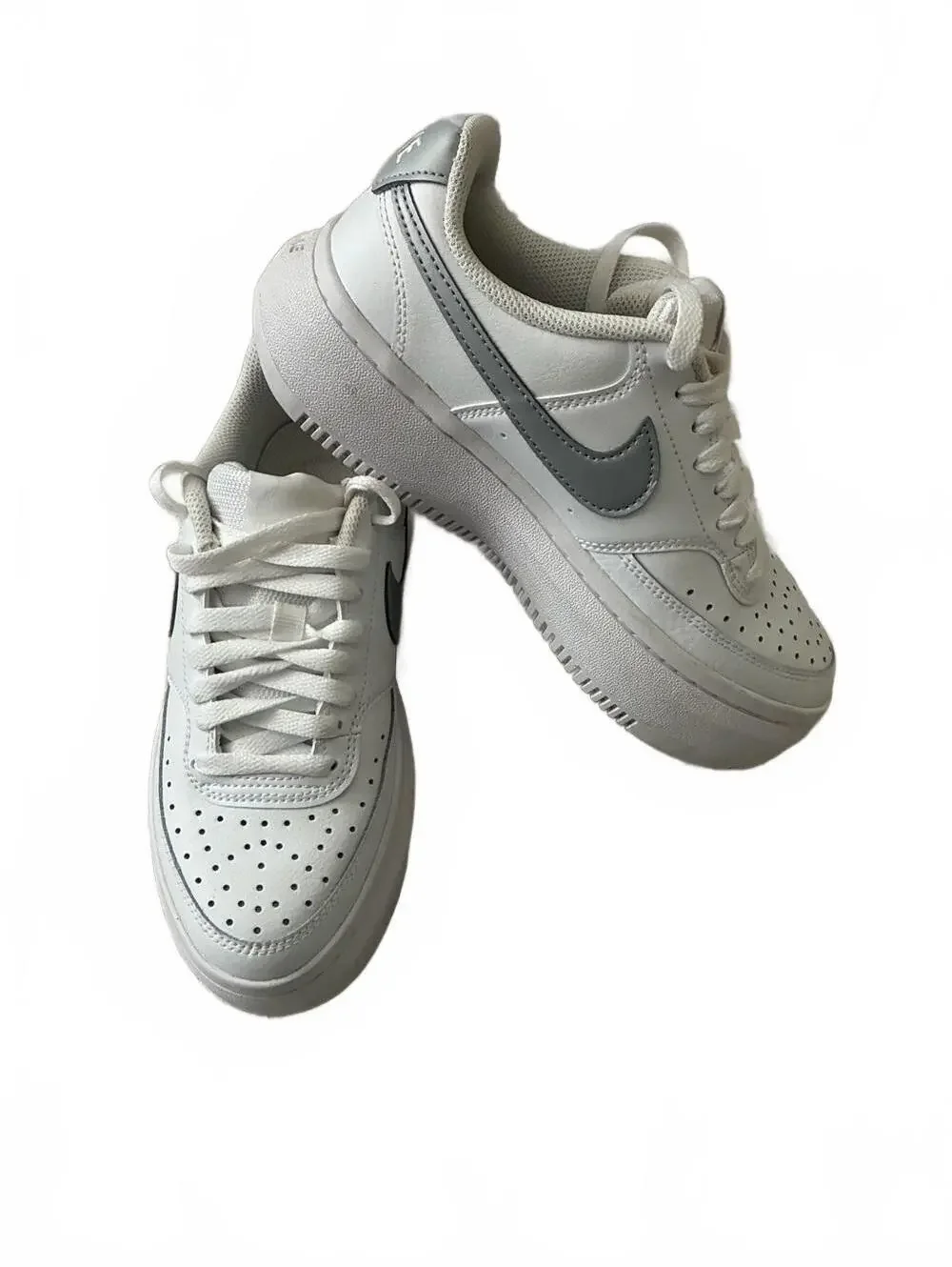 Nike Court Vision Alta Platform White/Grey Platform Sneakers Size 6.5